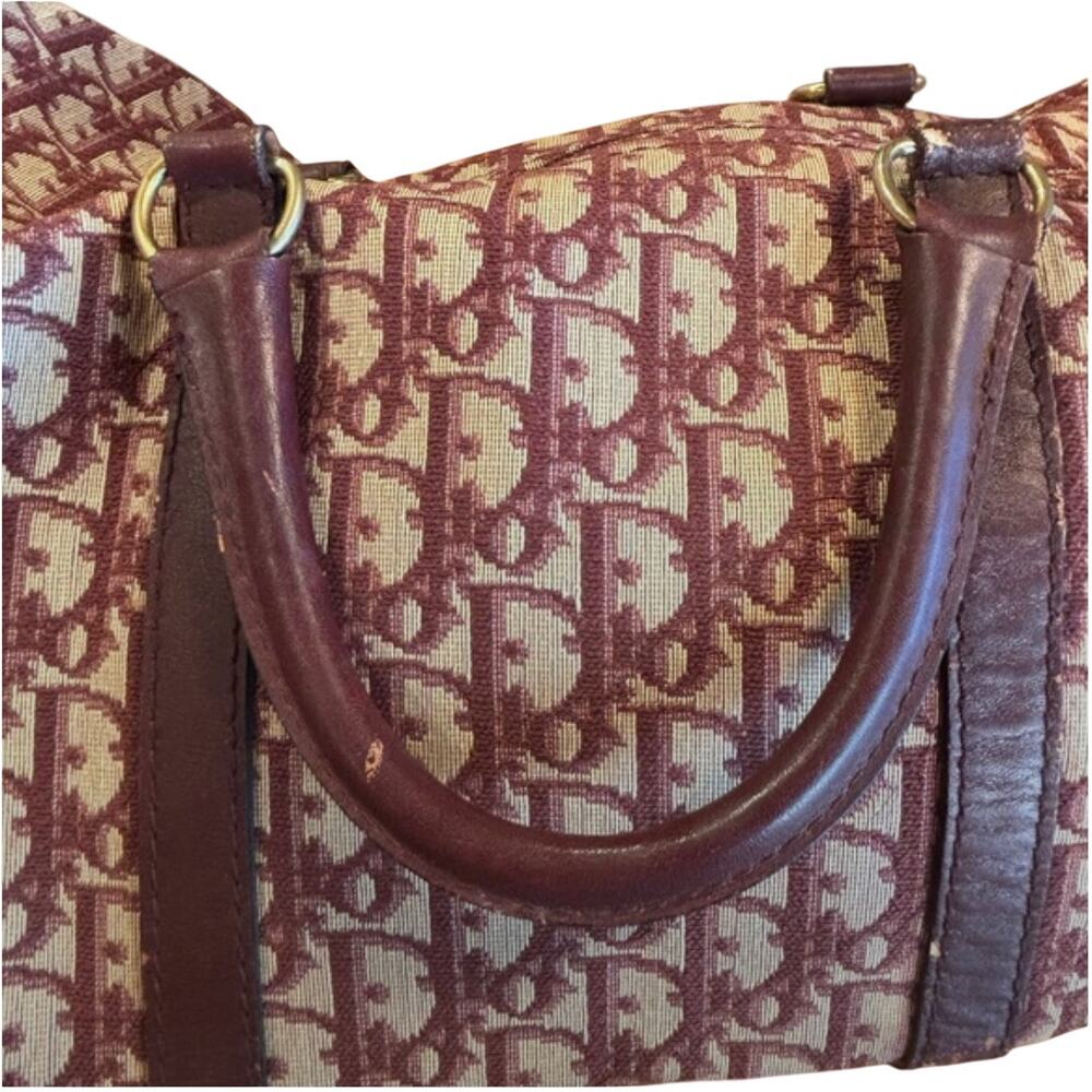 Christian Dior 48 Hour Bag in Burgandy and Leather with COA - Picture 7 of 14